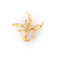 CULTURED PEARL AND YELLOW GOLD BROOCH