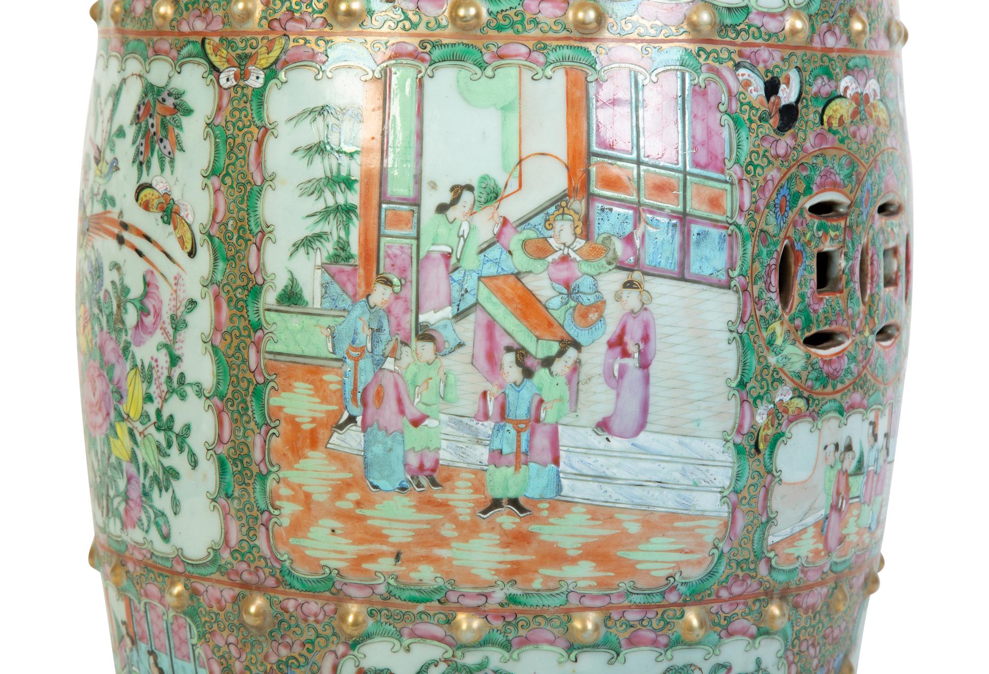 A Chinese Export Rose Medallion Porcelain Garden Stool — 19TH CENTURY