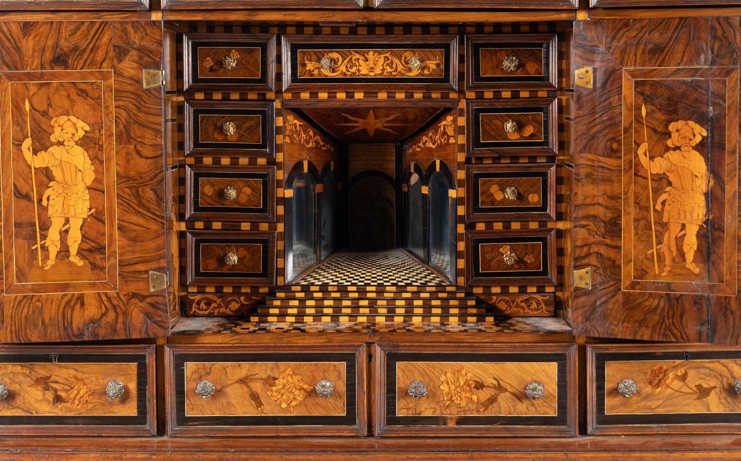 A Flemish Marquetry Cabinet on Stand