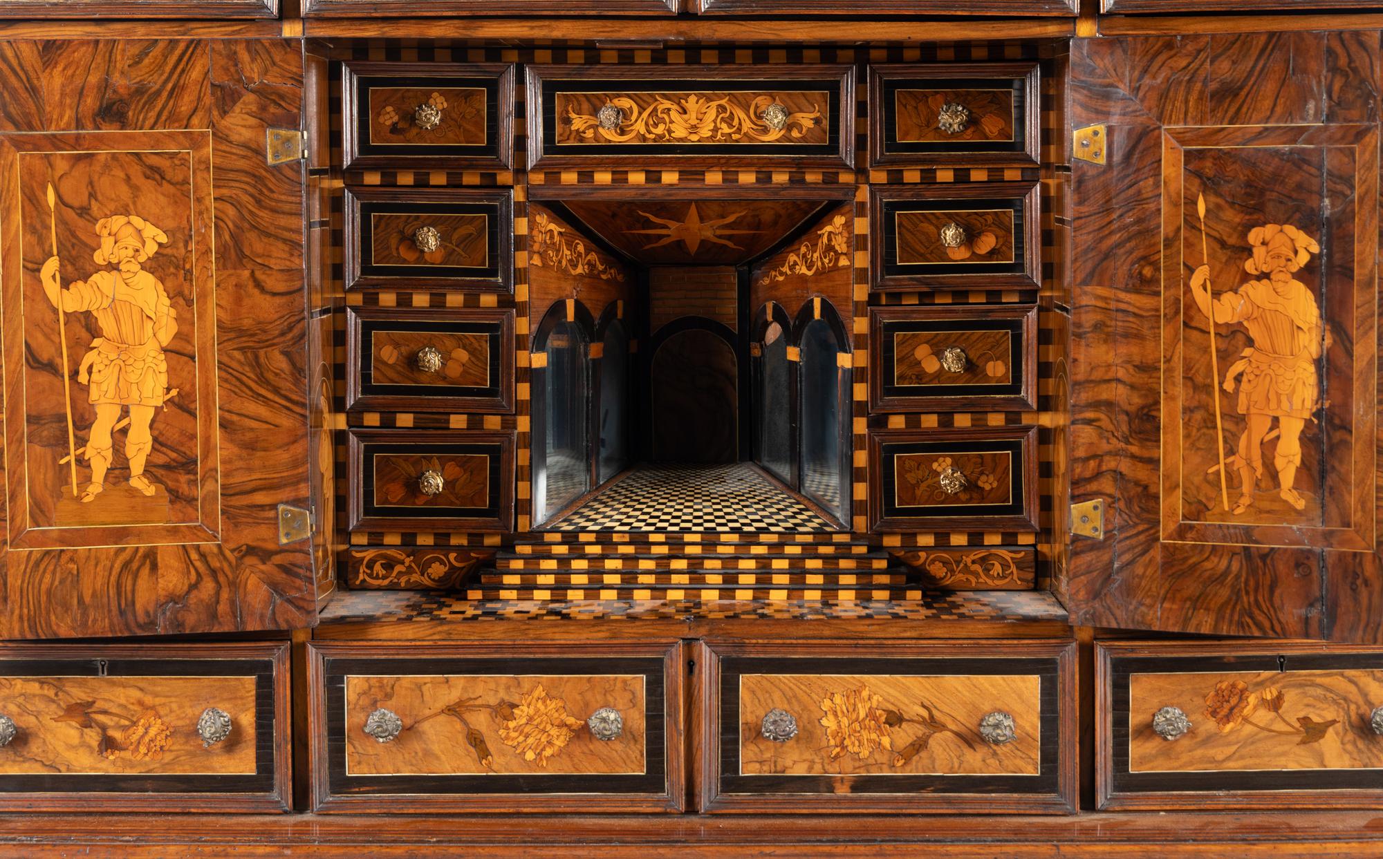 A Flemish Marquetry Cabinet on Stand