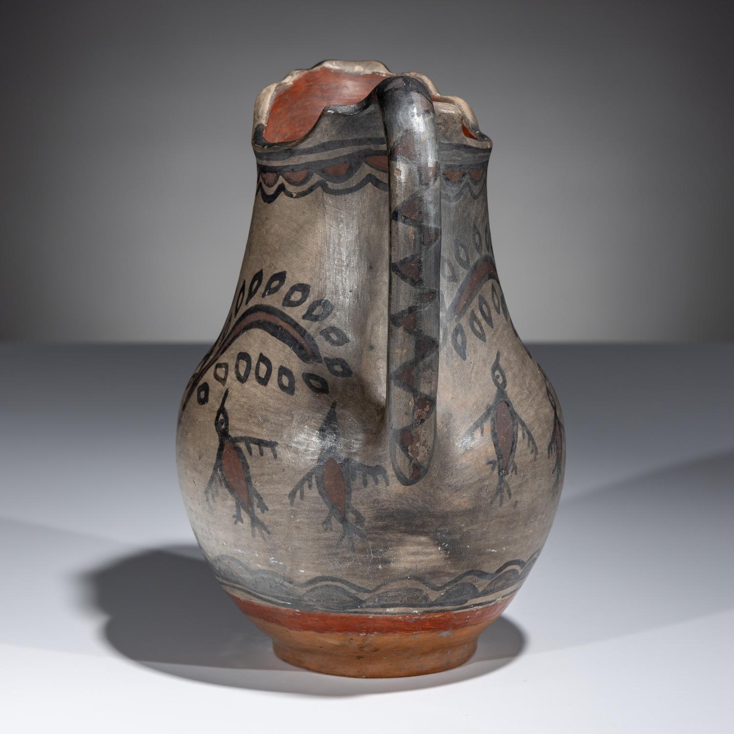 San Ildefonso Figural Polychrome Pottery Pitcher