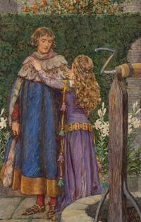 Lancelot and Elaine - "but to be with you still and see your face, to serve you and to follow you thr'o the world , " c. 1909-1911