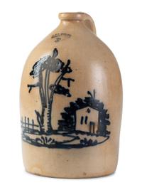 A J&E Norton Cobalt Decorated Stoneware Three-Gallon Jug