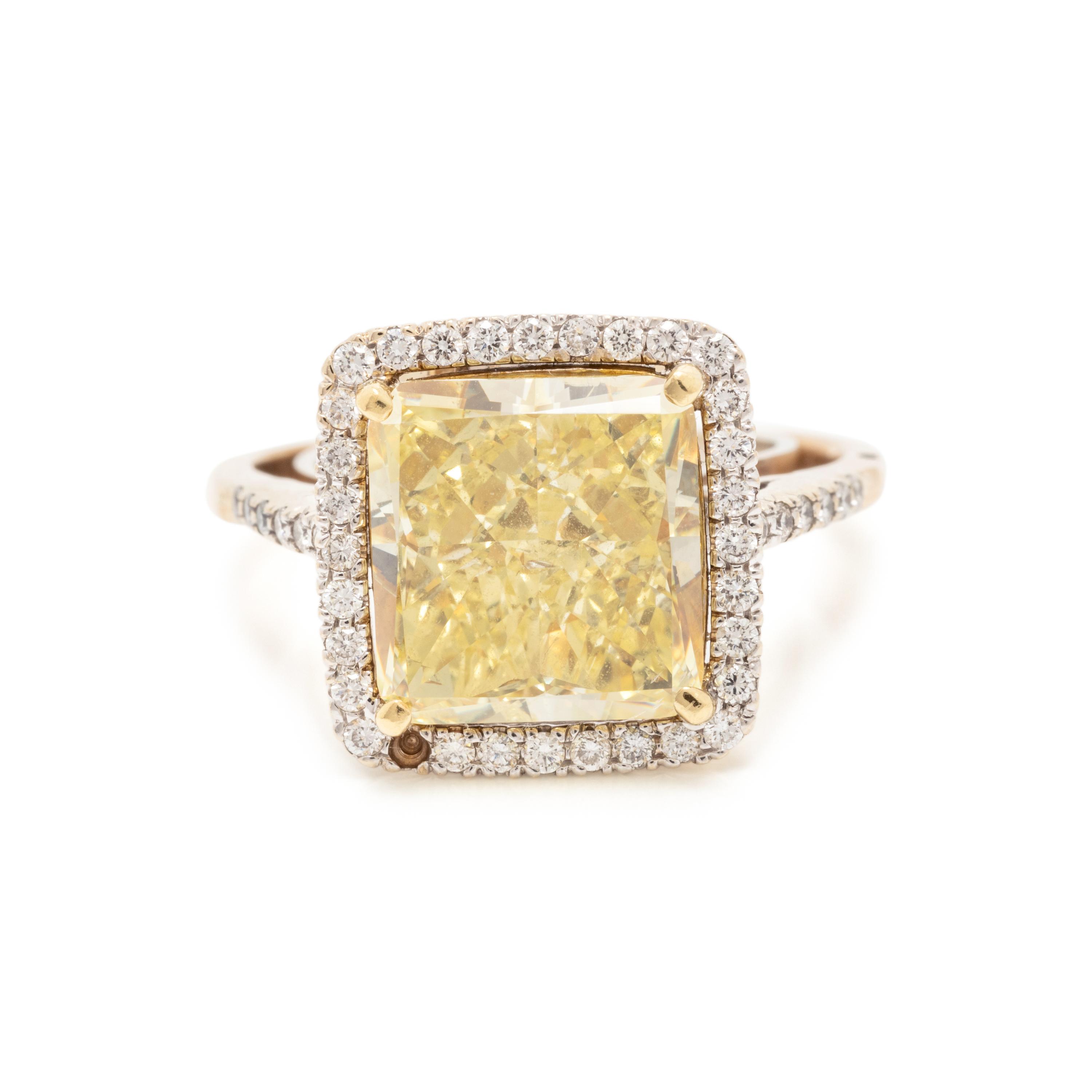 FANCY INTENSE YELLOW DIAMOND AND DIAMOND RING