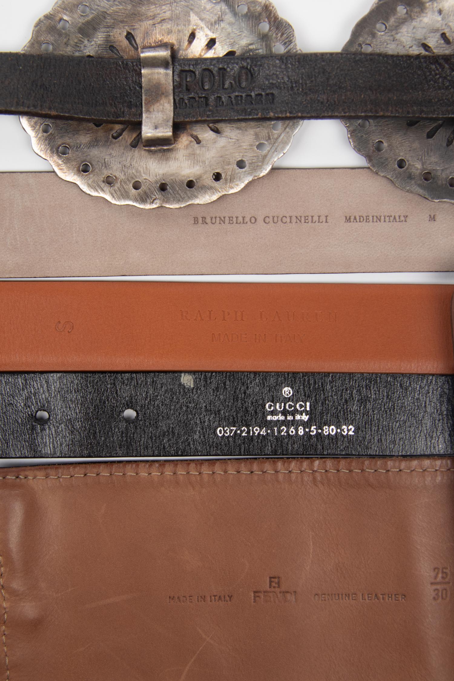 Five Designer Belts, Brunello Cucinelli, Fendi and Others