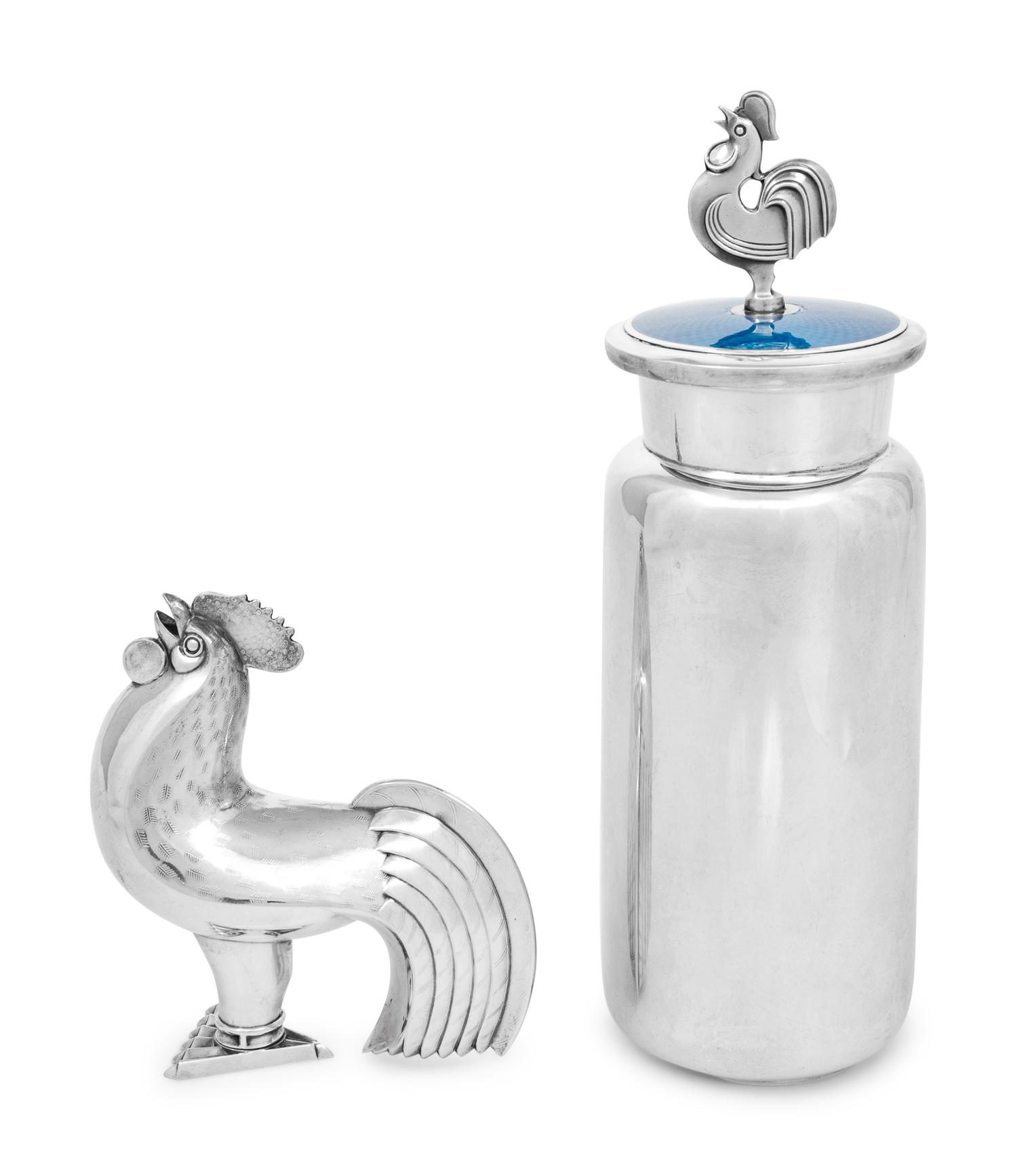 A Norwegian Silver and Enamel Cocktail Shaker