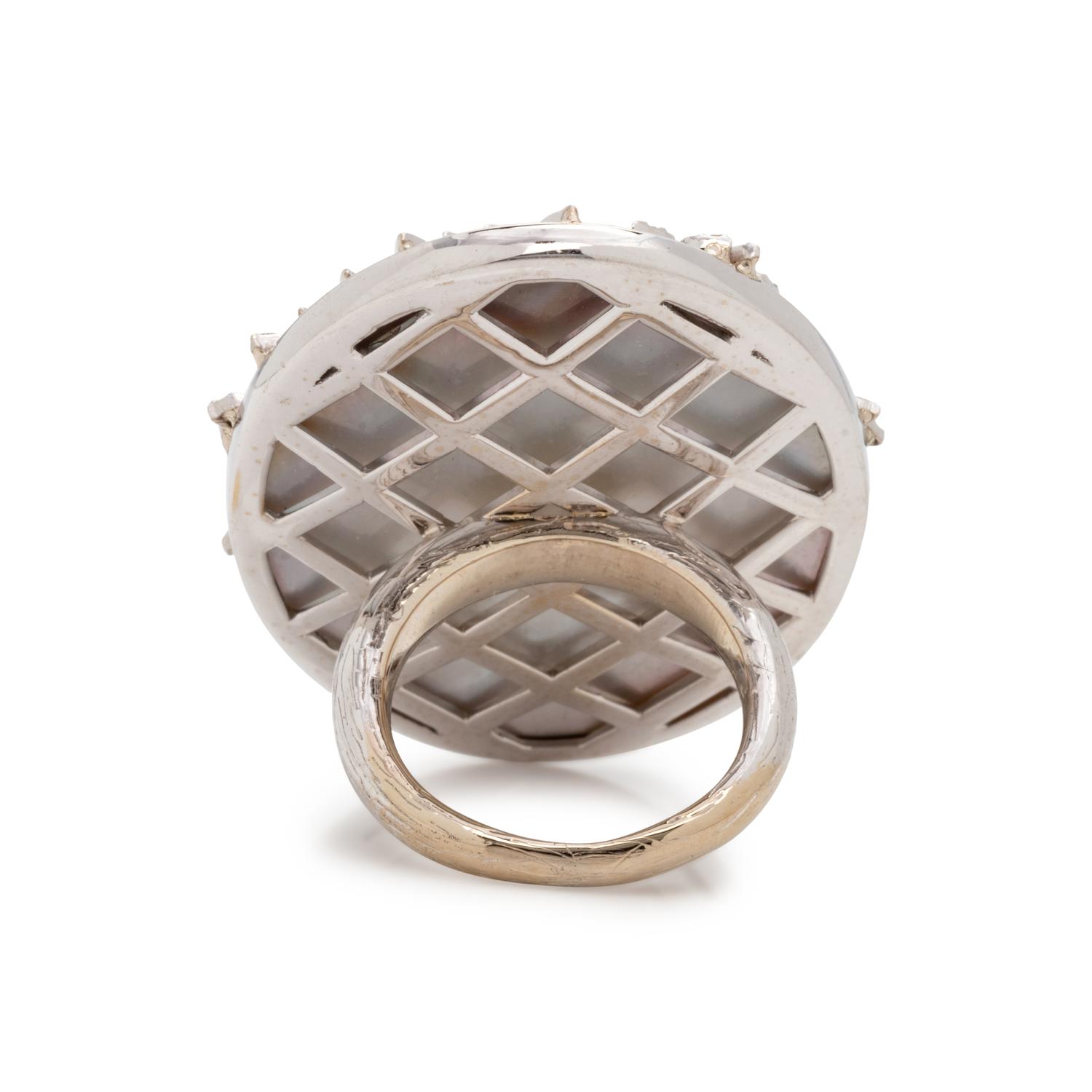 MOTHER-OF-PEARL AND DIAMOND RING