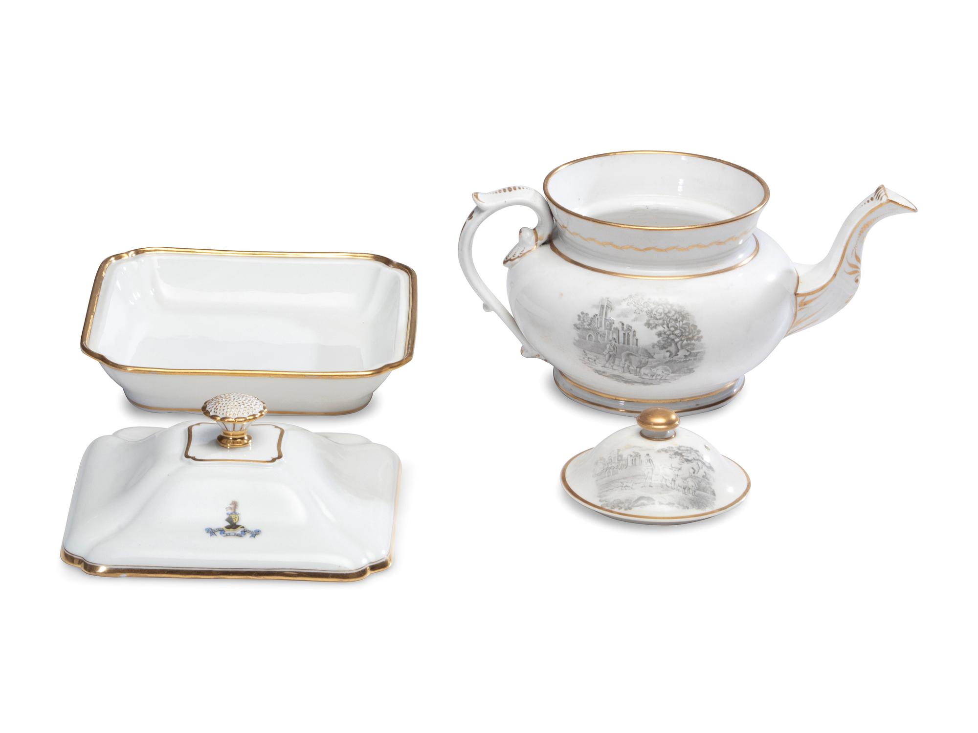 Five Parcel Gilt Porcelain Articles