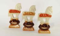 Three Figural Liquor Bottles Height of tallest 11 1/2 inches.