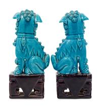 Six Turquoise Glazed Porcelain Figures of Animals
