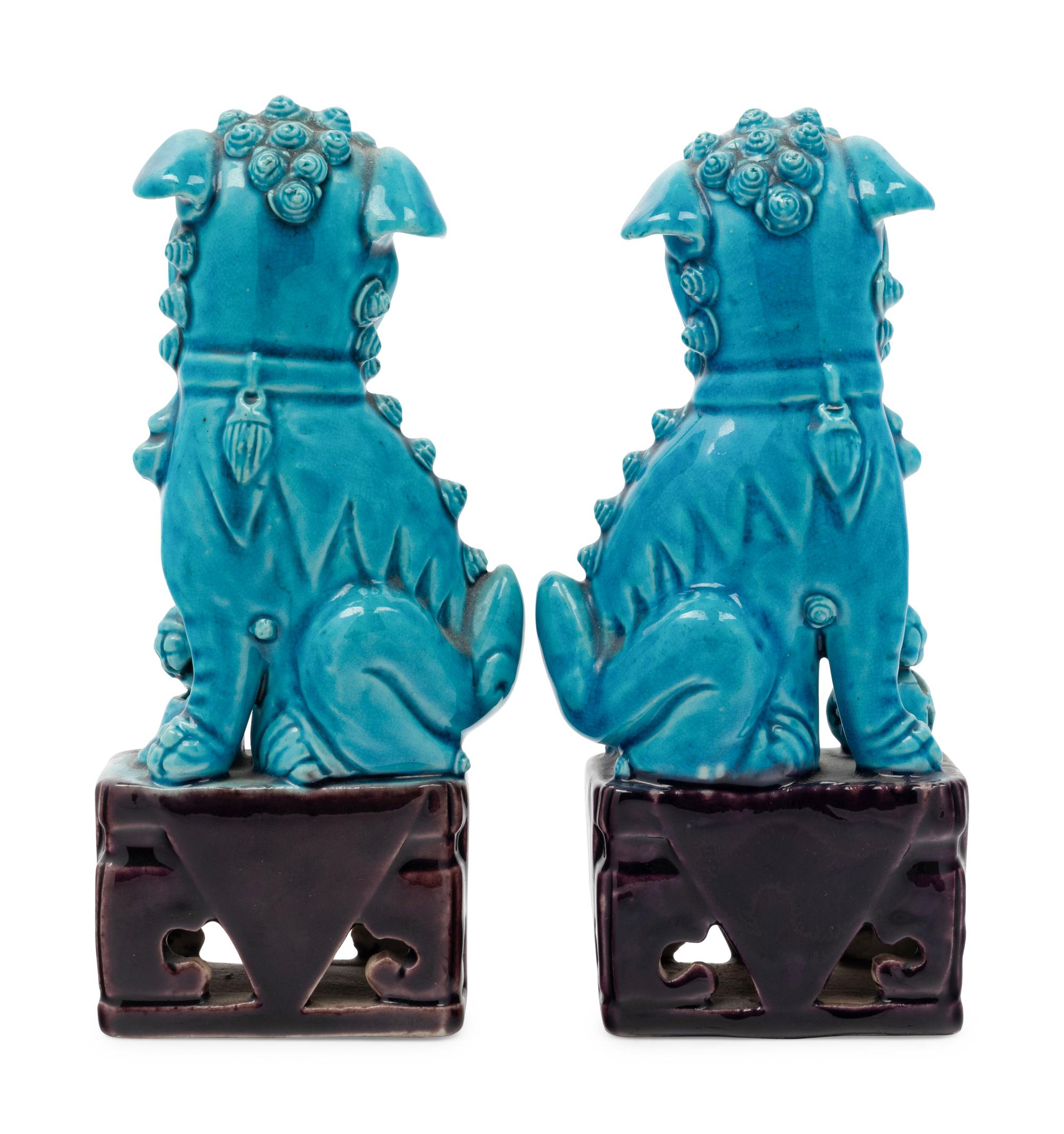 Six Turquoise Glazed Porcelain Figures of Animals