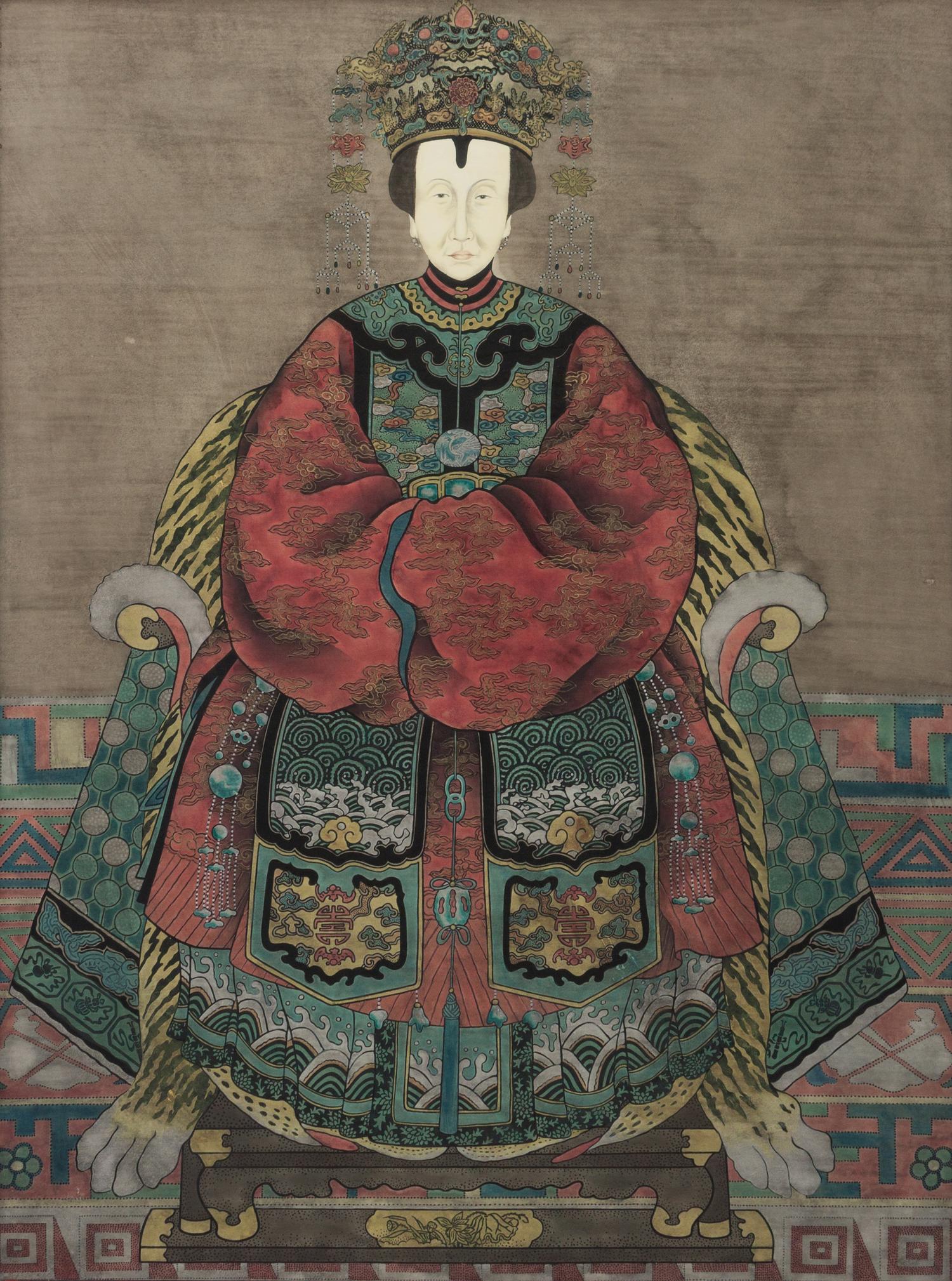 A Pair of Chinese Painted Ancestral Portraits