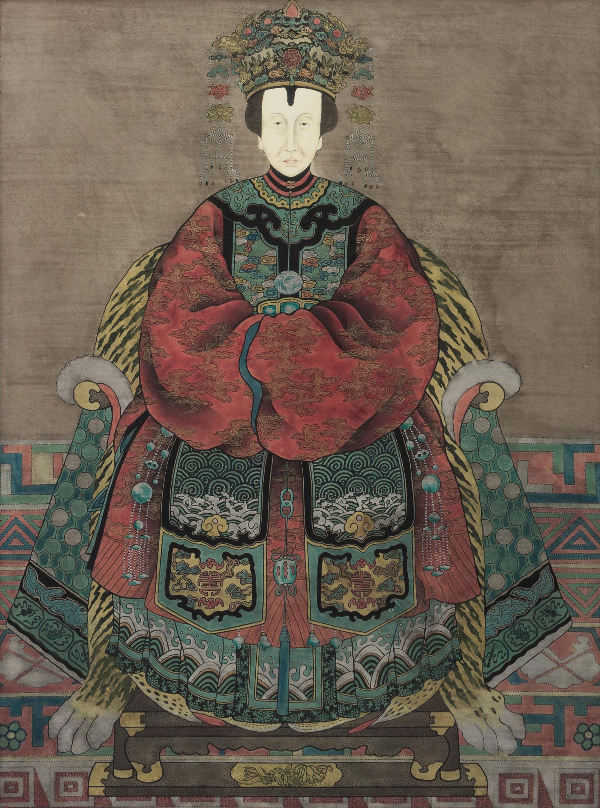 A Pair of Chinese Painted Ancestral Portraits