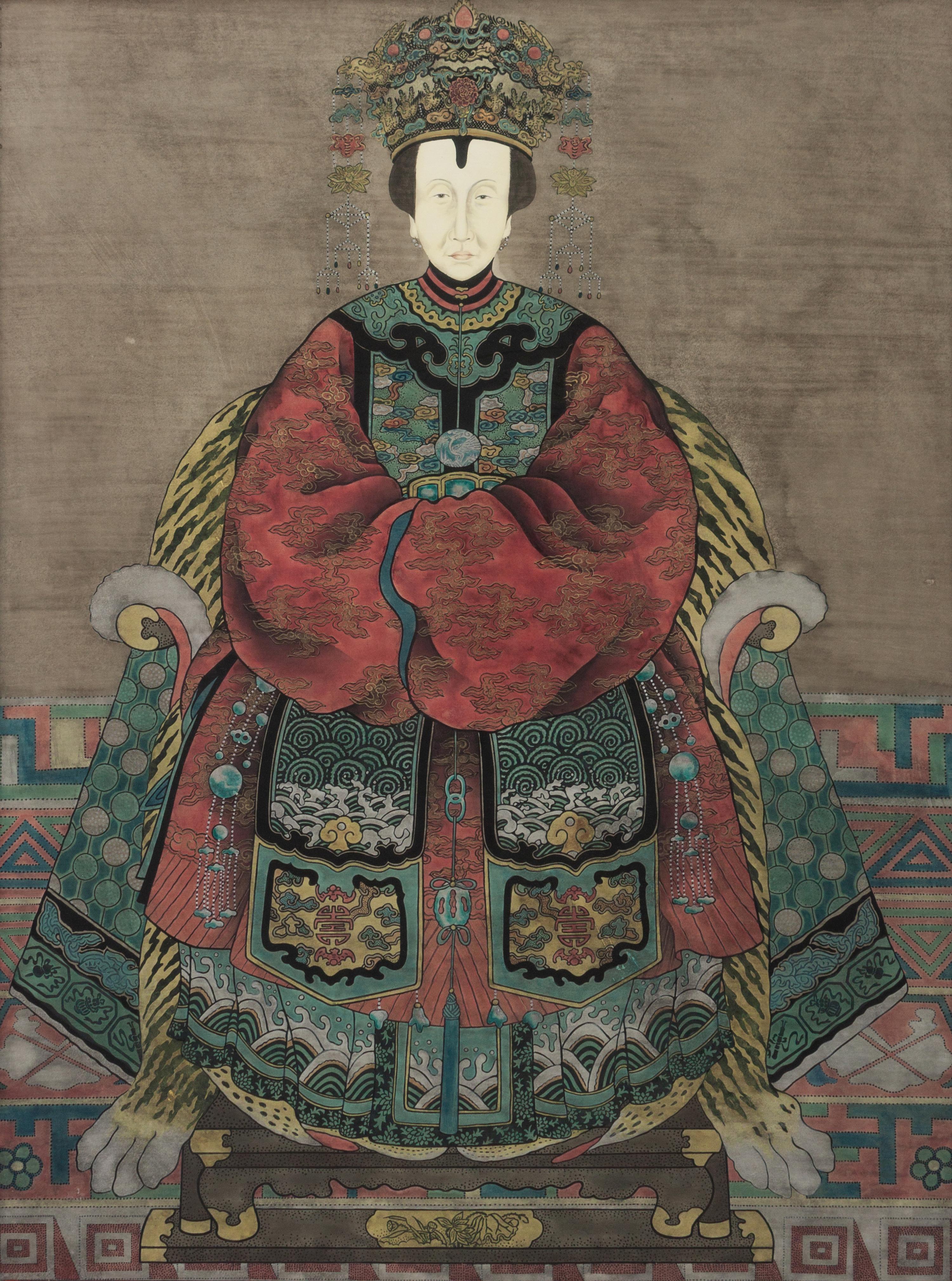A Pair of Chinese Painted Ancestral Portraits