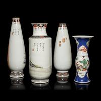 Four Chinese Famille Rose Porcelain 'Figural' Vases, 20th Century — 近代 粉彩人物圖瓶四隻