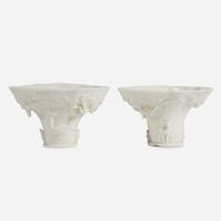 Two similar Chinese Dehua porcelain libation cups 德化窑盃两件 17th/18th century ???????