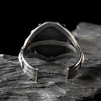 Harry Morgan (Diné, 1946-2007) — Sterling Silver and Blue Gem Turquoise Cuff Bracelet