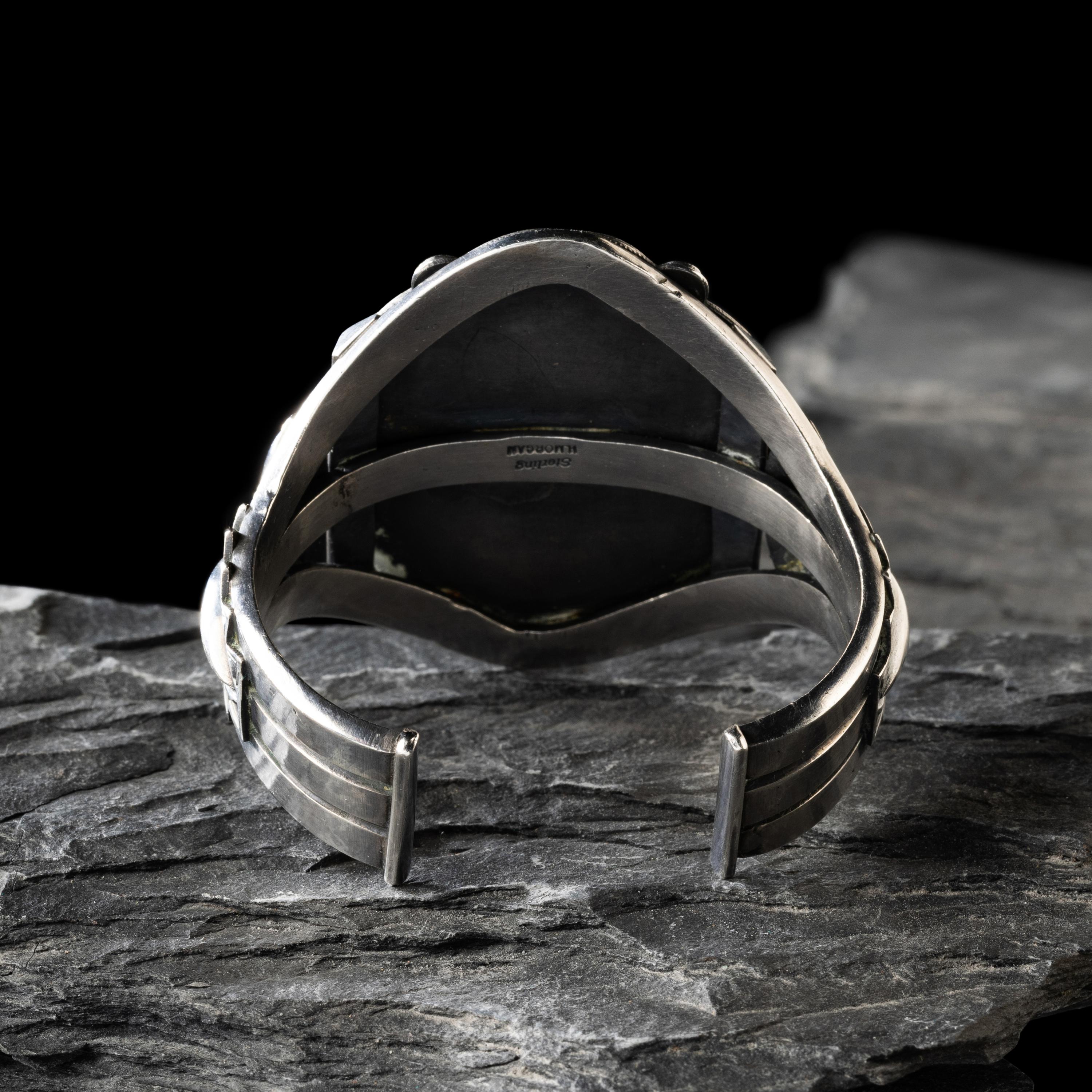 Harry Morgan (Diné, 1946-2007) — Sterling Silver and Blue Gem Turquoise Cuff Bracelet