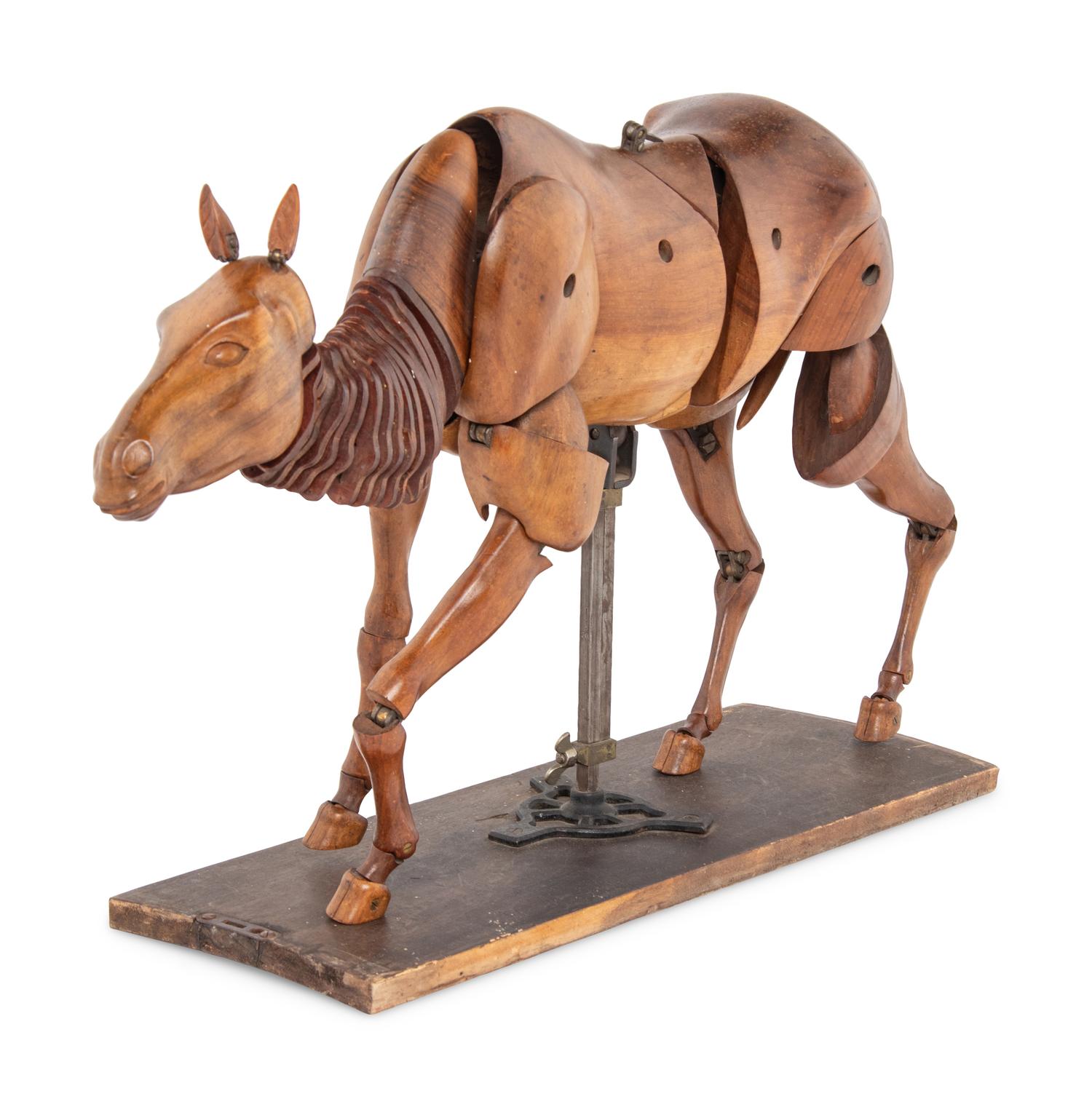 A French Articulated Walnut Maquette of a Horse
