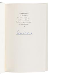 VIDAL, Gore (1925-2012). A group of 7 works by Vidal, MOST FIRST AND LIMITED EDITIONS, MANY SIGNED, comprising: