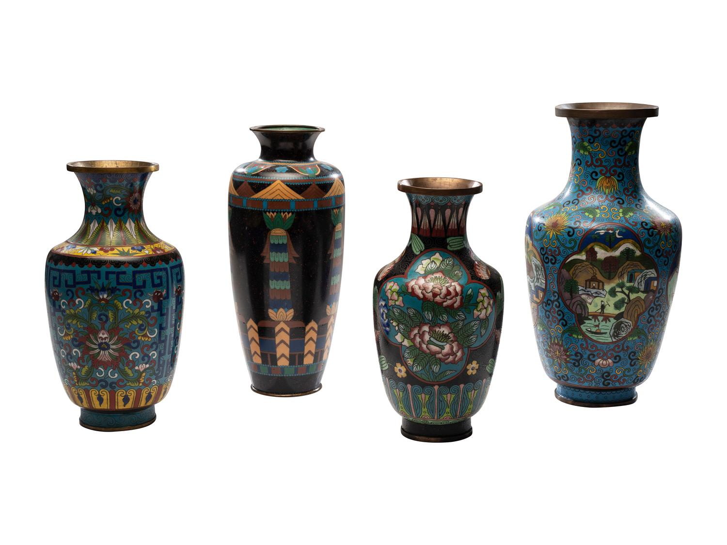 Four Chinese Cloisonné Enamel Vases