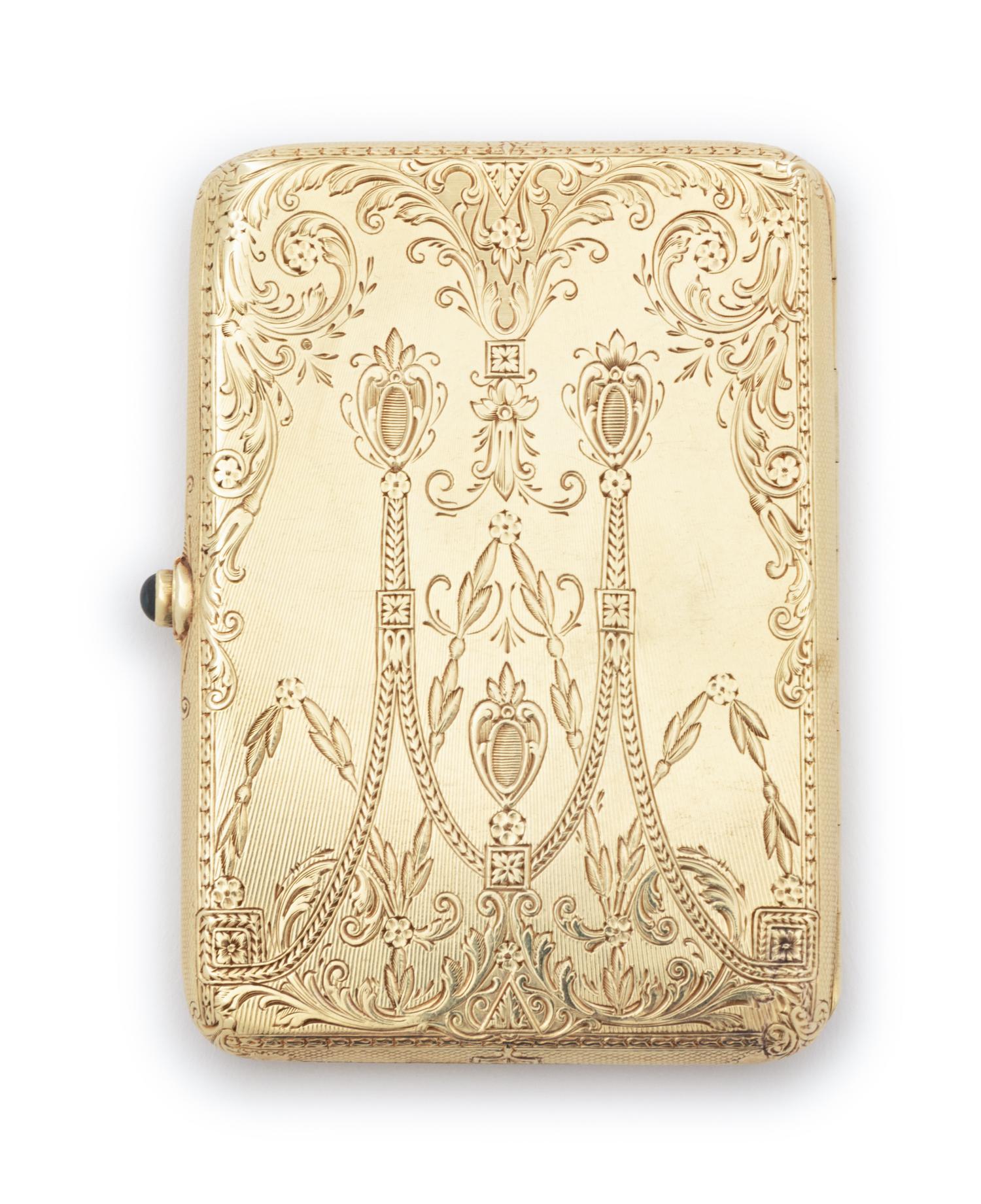 A Tiffany & Co. 14-Karat Gold, Diamond and Sapphire Cigarette Case