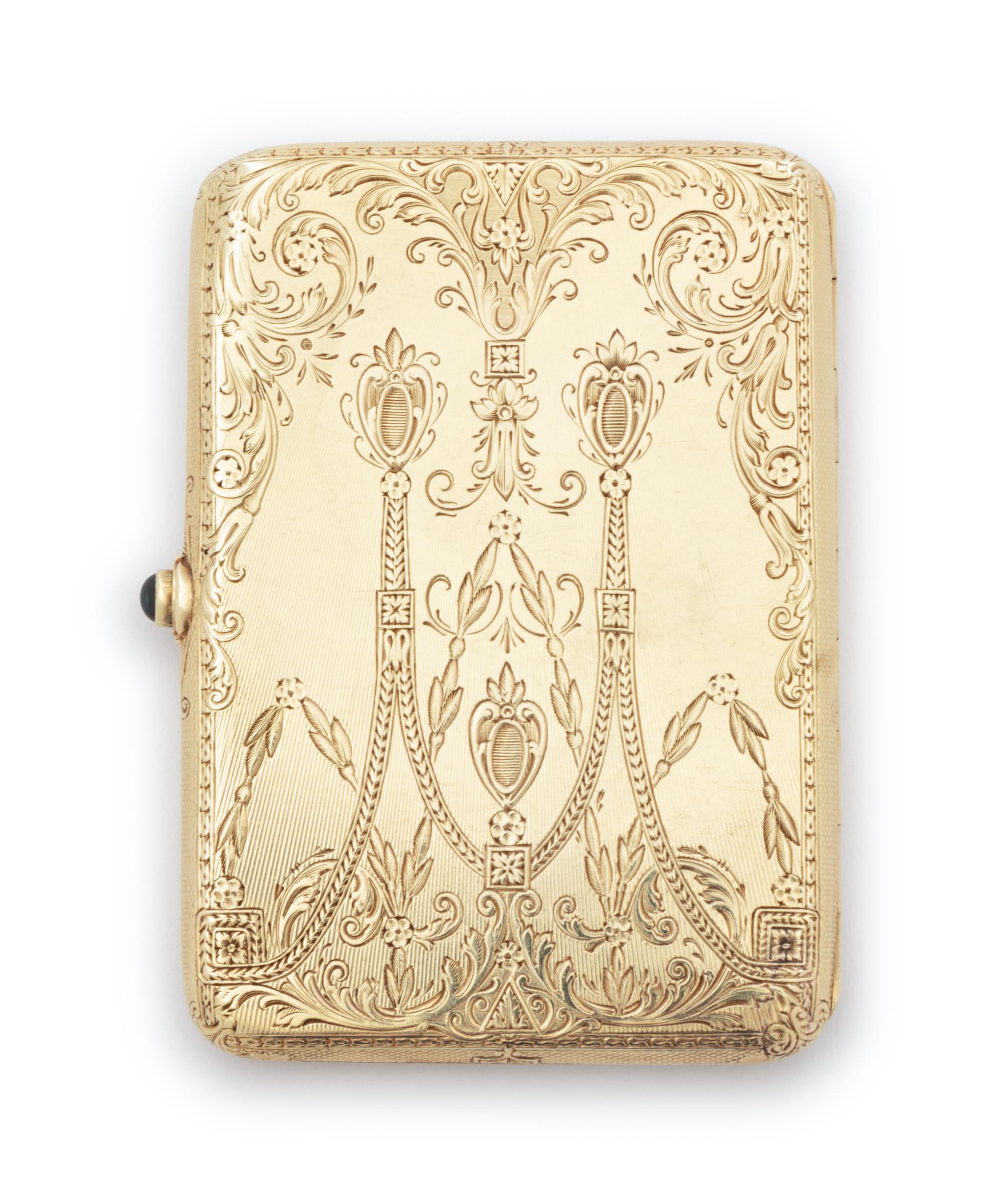 A Tiffany & Co. 14-Karat Gold, Diamond and Sapphire Cigarette Case