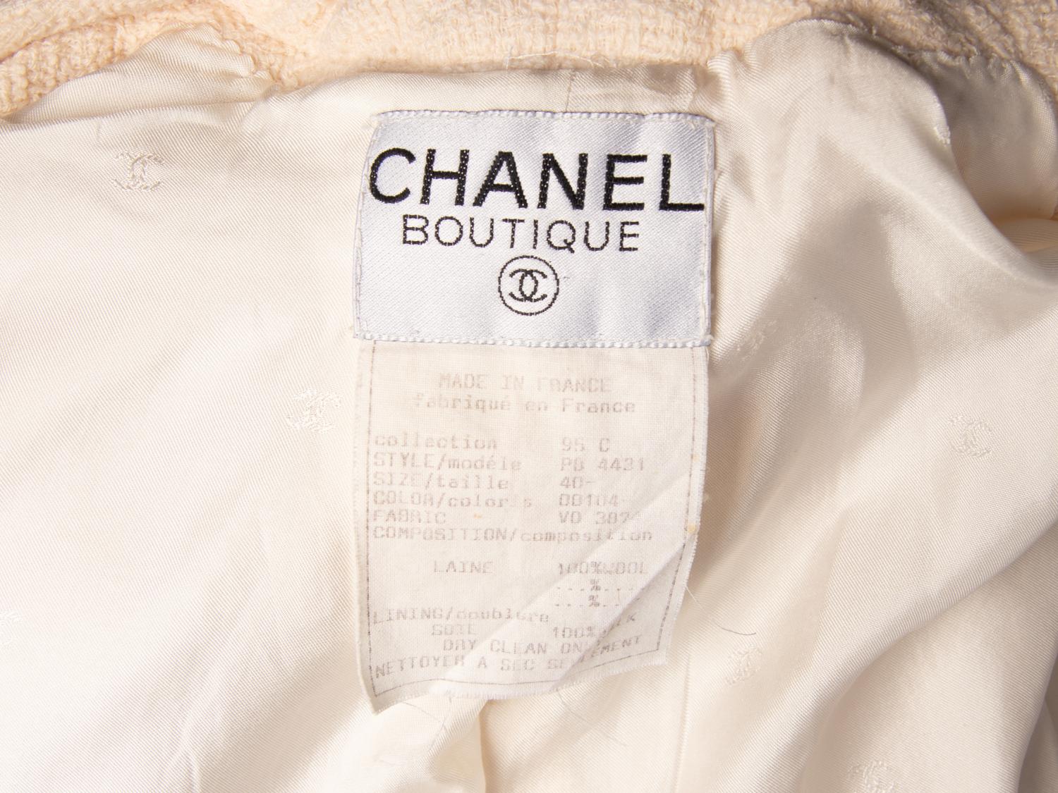 CHANEL, CREAM TWEED CARDIGAN JACKET