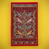 A Korean Embroidered Silk 'Crane' Civil-official Husu, Joseon Dynasty, 19th Century — 朝鮮王朝 紅地綉鶴紋文官後綬