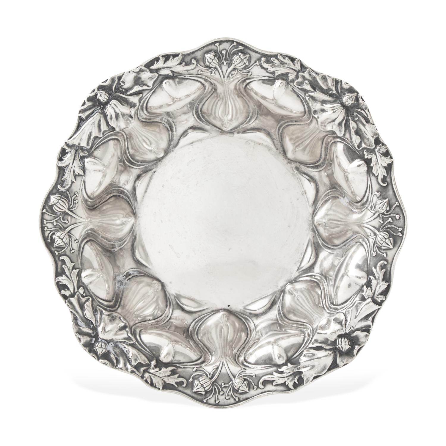 An American Art Nouveau Silver Floral Repousse Bowl