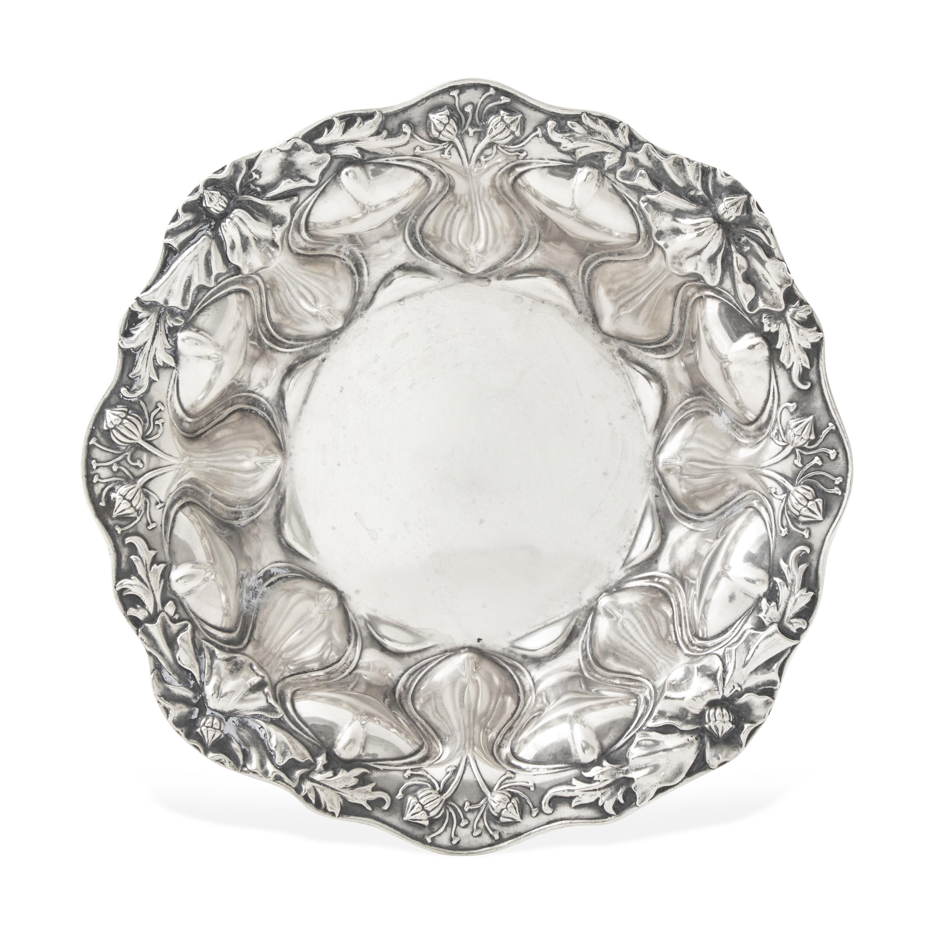 An American Art Nouveau Silver Floral Repousse Bowl