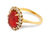 A Yellow Gold, Fire Opal and Diamond Ring,