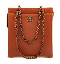 A Chanel Brown Leather Shoulder Bag, 8.5" L x 9.5" W x 3.5" D; Strap drop: 9".