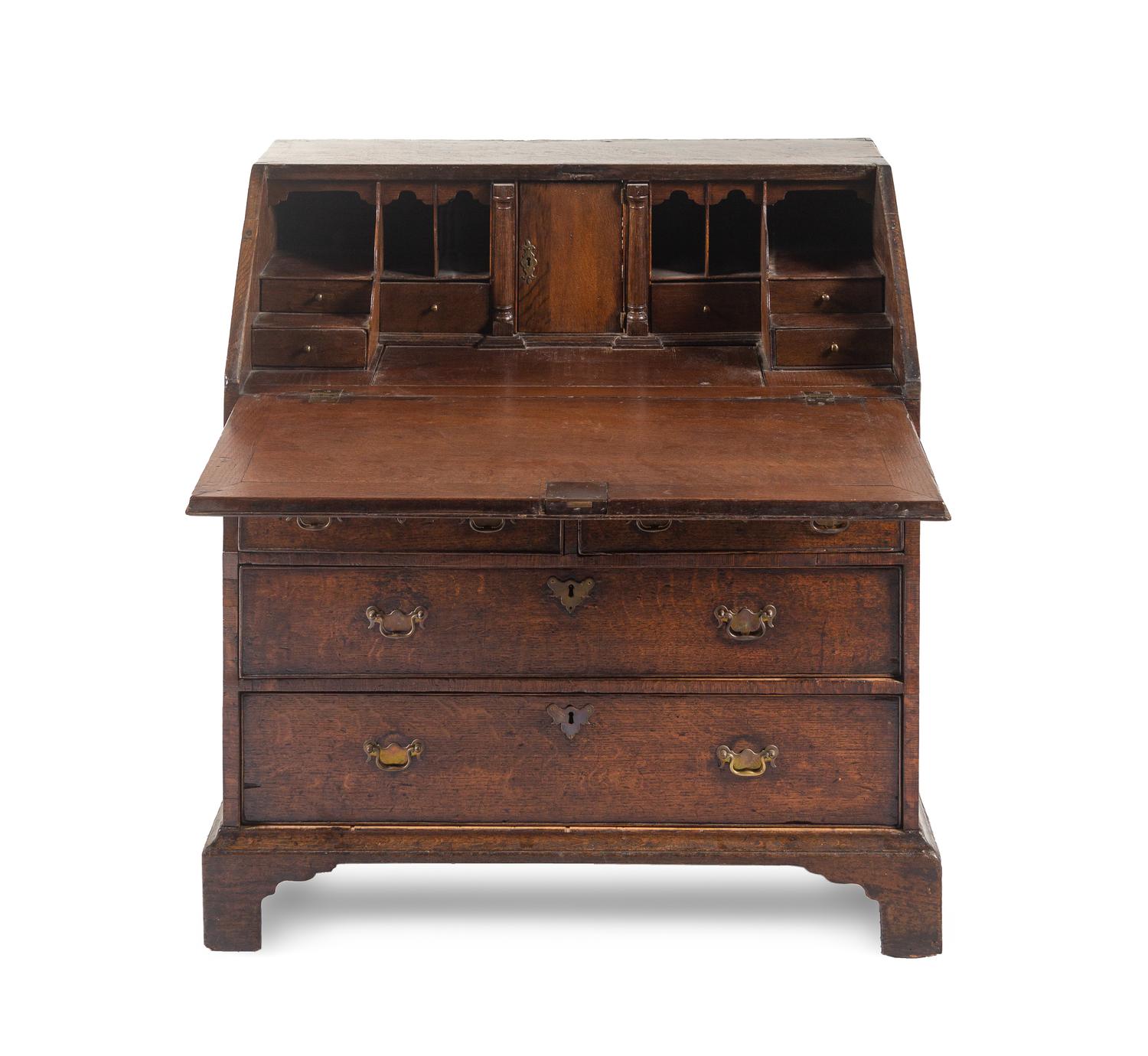 A George III Provincial Oak Slant-Front Secretary Desk