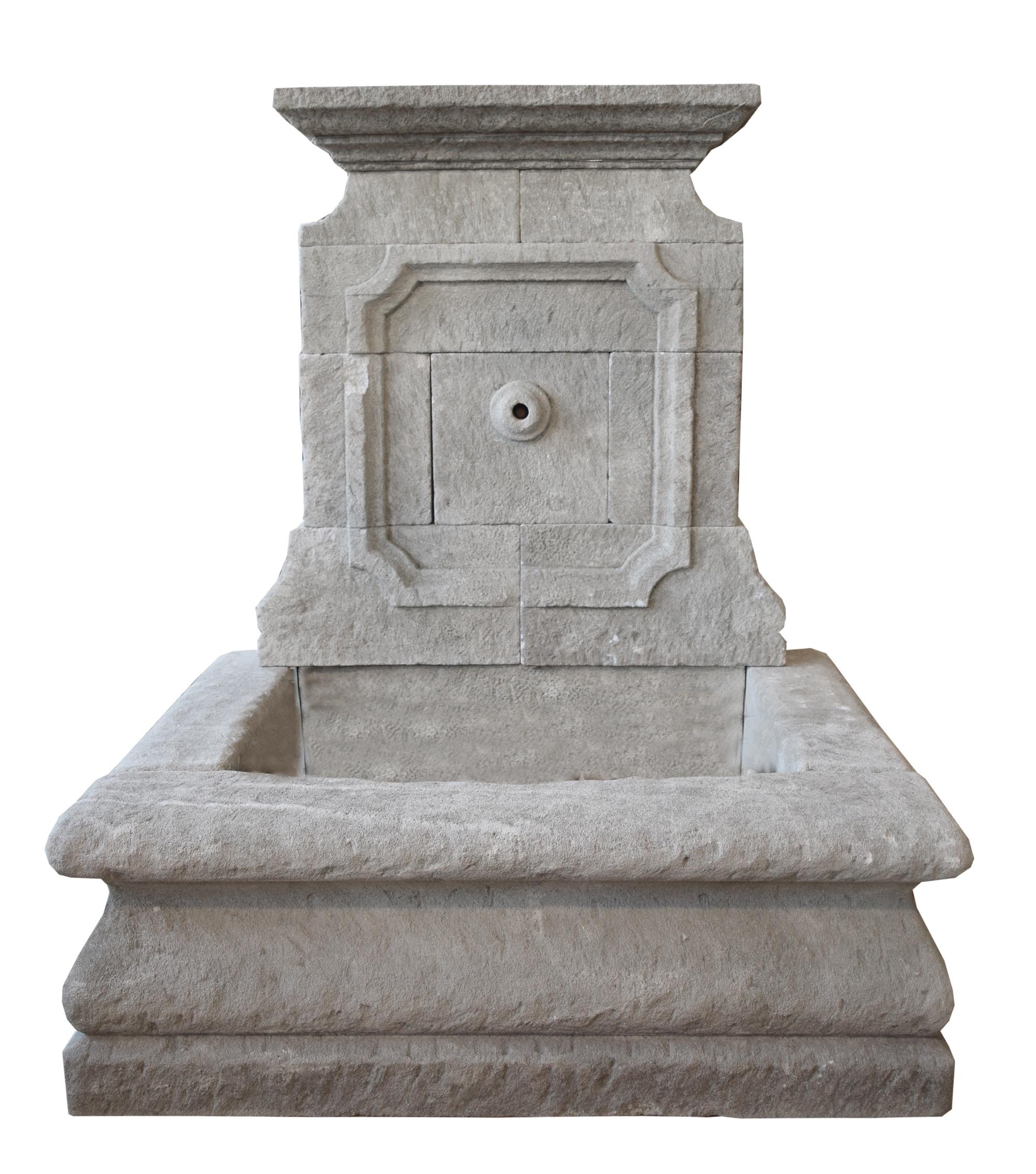 A Limestone Wall Fountain 44" W x 31" D x 55" H — France, 19th Century