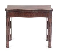 A George III 'Chinese Chippendale' Mahogany Flip-Top Table