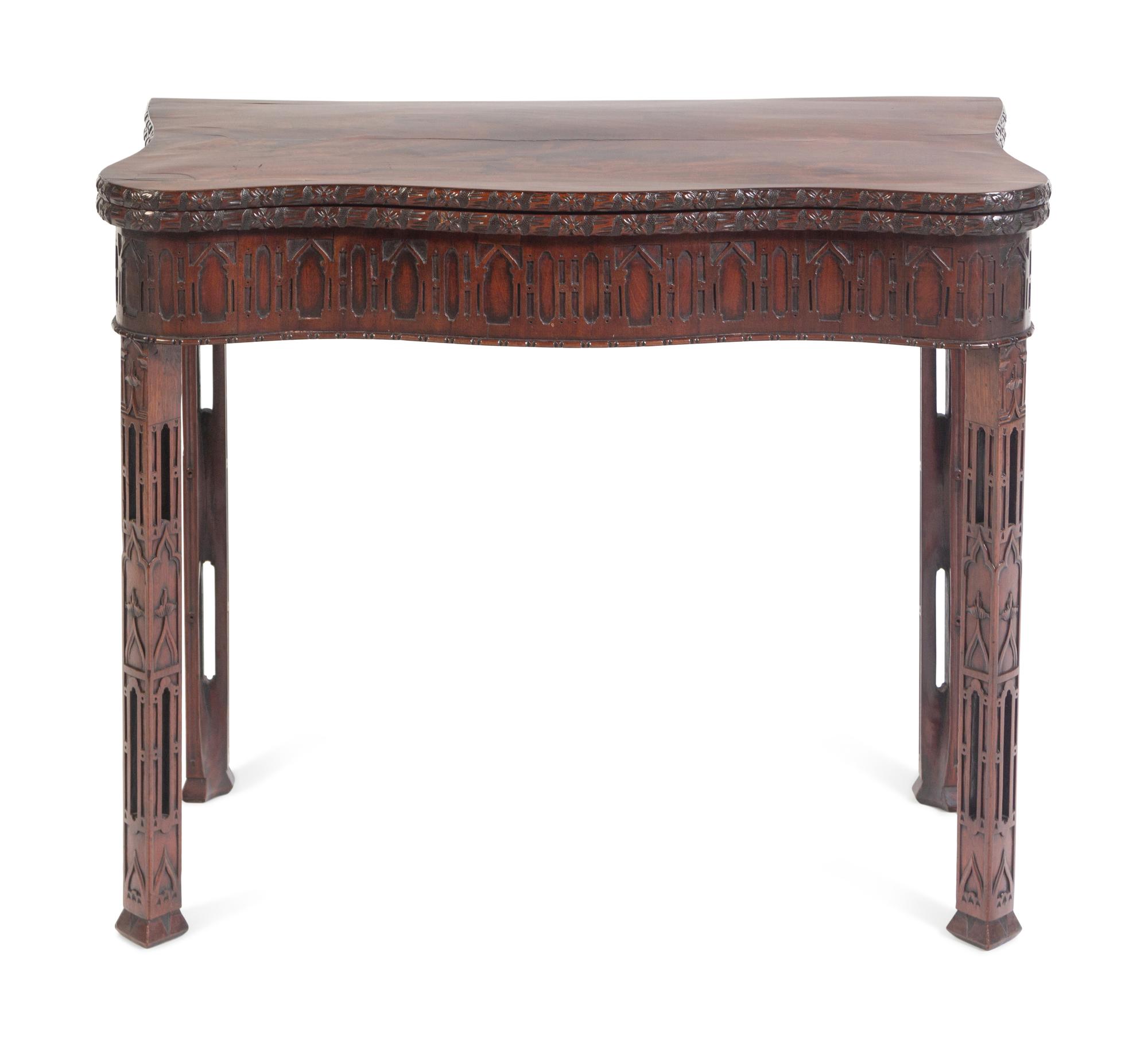 A George III 'Chinese Chippendale' Mahogany Flip-Top Table