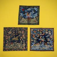 Three Chinese 'Mandarin Duck' Rank Badges, 19th Century — 清晚期 文官補子三種