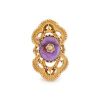 YELLOW GOLD, AMETHYST AND DIAMOND RING