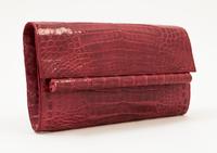 A Nancy Gonzalez Burgundy Columbian Crocodile Clutch, 8.75" x 4.75" x 1.25".