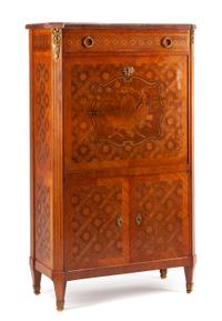 A Louis XVI Style Gilt Bronze Mounted Marquetry Secretaire a Abattant Height 60 x width 35 1/2 x depth 17 inches. — CHARLES BERNEL, PARIS, 19TH CENTURY