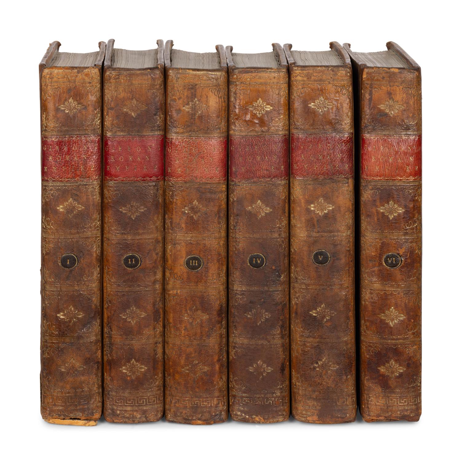 GIBBON, Edward (1737-1794). History of the Decline and Fall of the Roman Empire, Volume the First [- Sixth ]. London: W. Strahan & T. Cadell, 1776-1788.