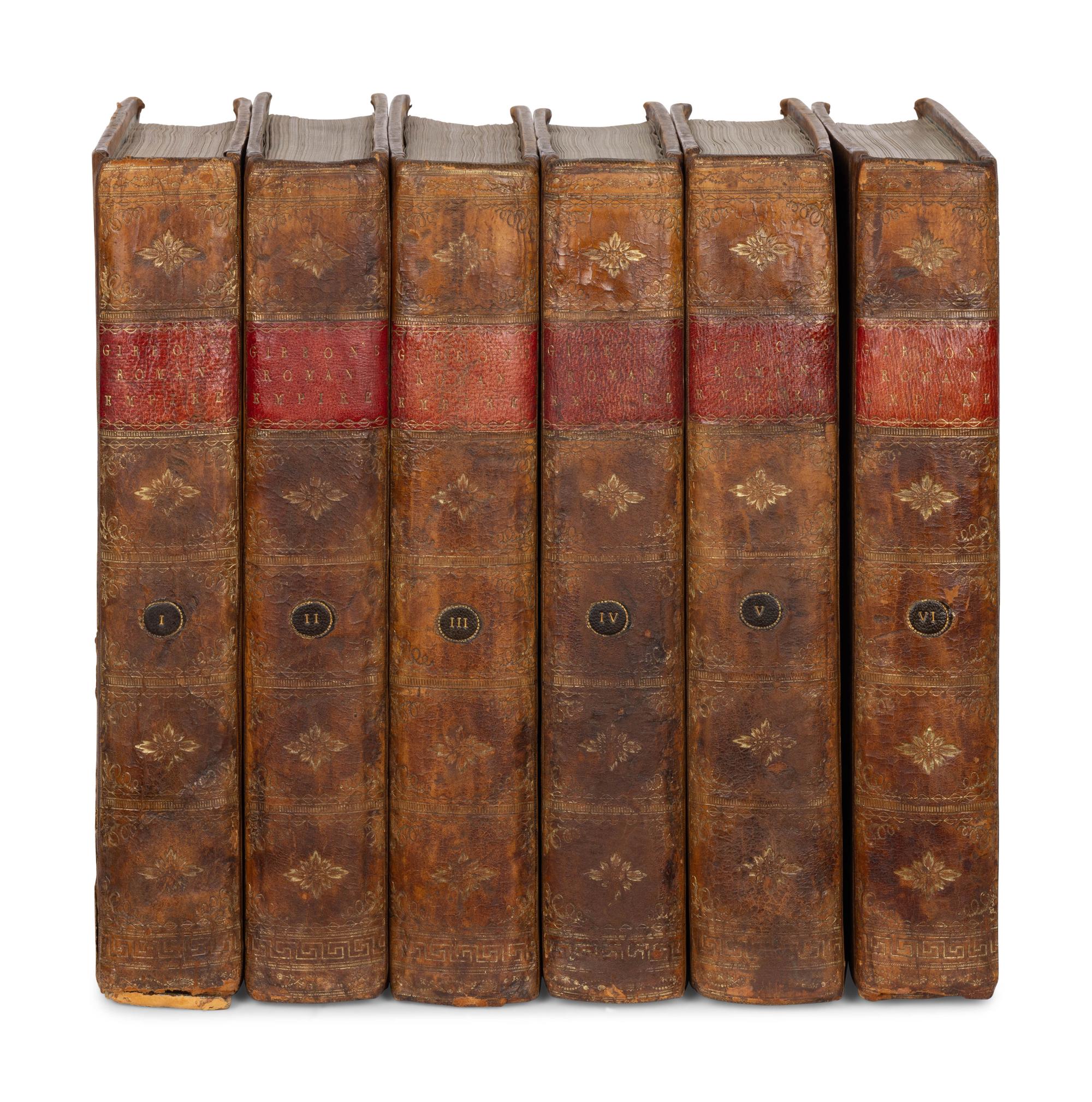 GIBBON, Edward (1737-1794). History of the Decline and Fall of the Roman Empire, Volume the First [- Sixth ]. London: W. Strahan & T. Cadell, 1776-1788.