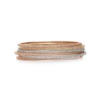 TRICOLOR GOLD AND DIAMOND STACKING BANGLE BRACELETS