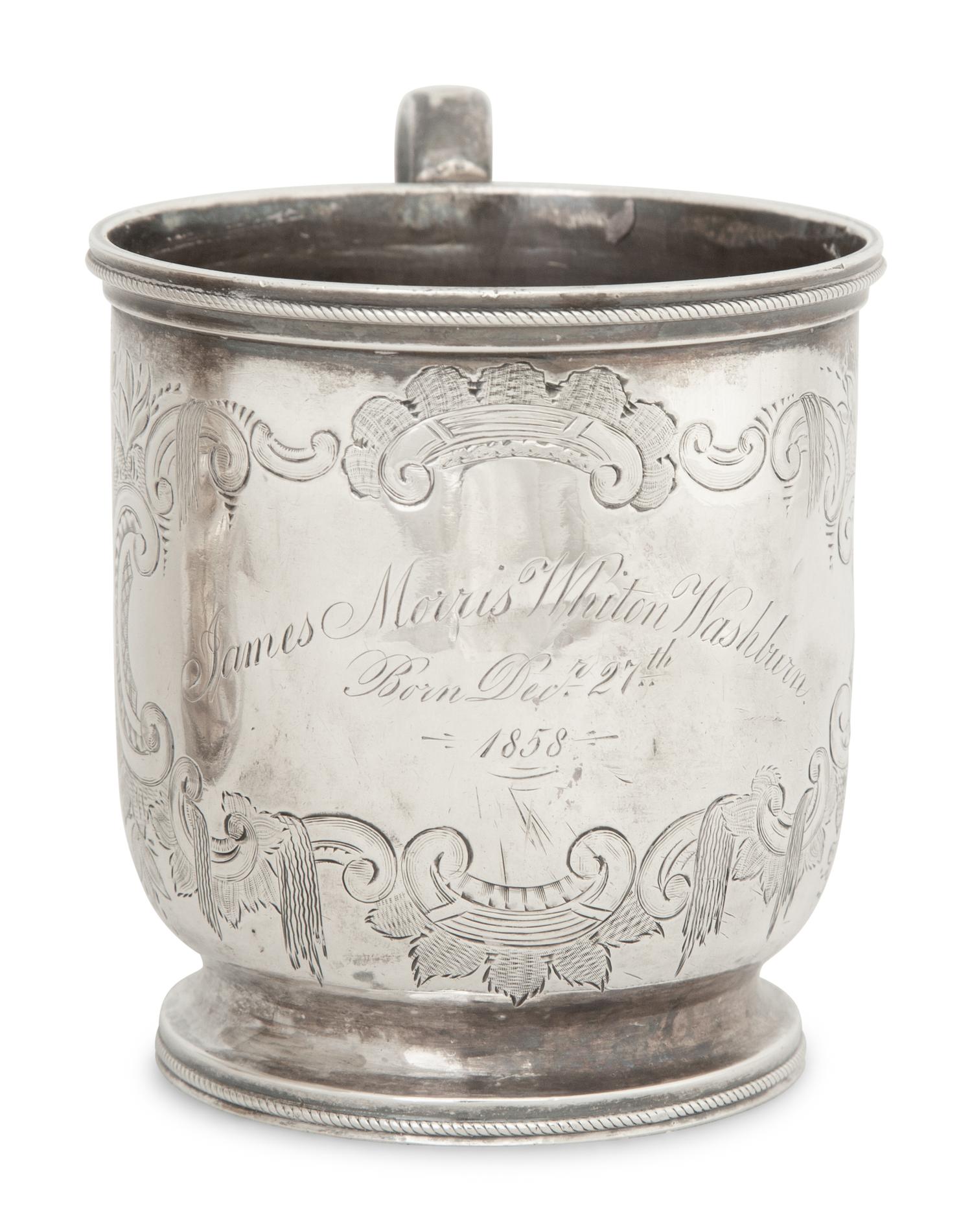 An American Coin Silver Cake Basket and Mug — Mid-19th Century