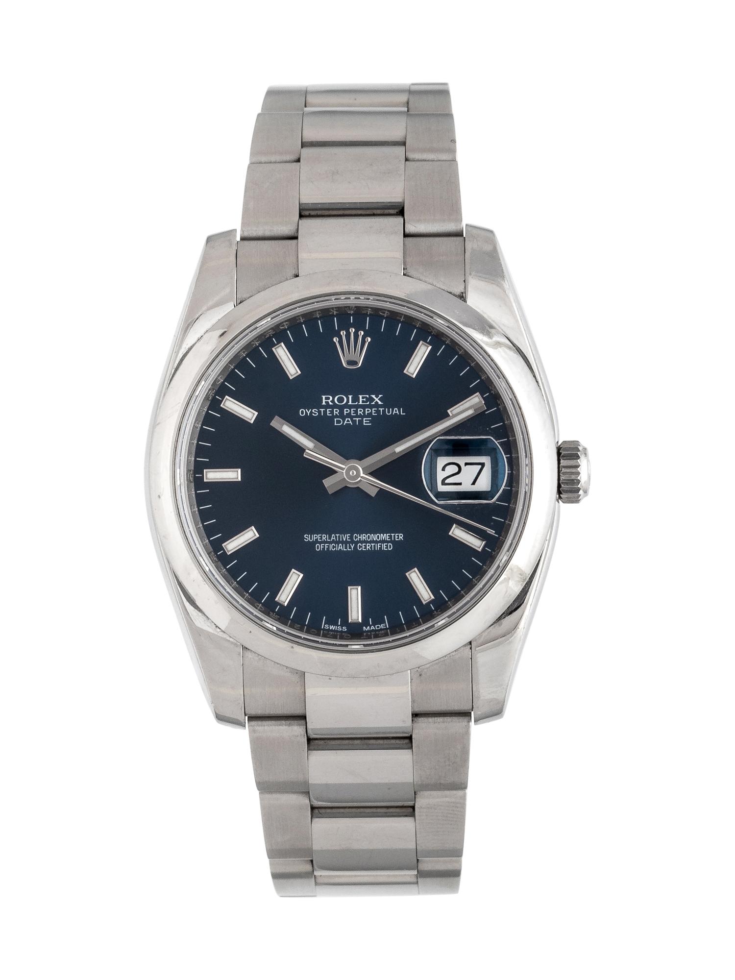 ROLEX, STAINLESS STEEL REF. 115200 'OYSTER PERPETUAL DATE' WRISTWATCH, CIRCA 1996