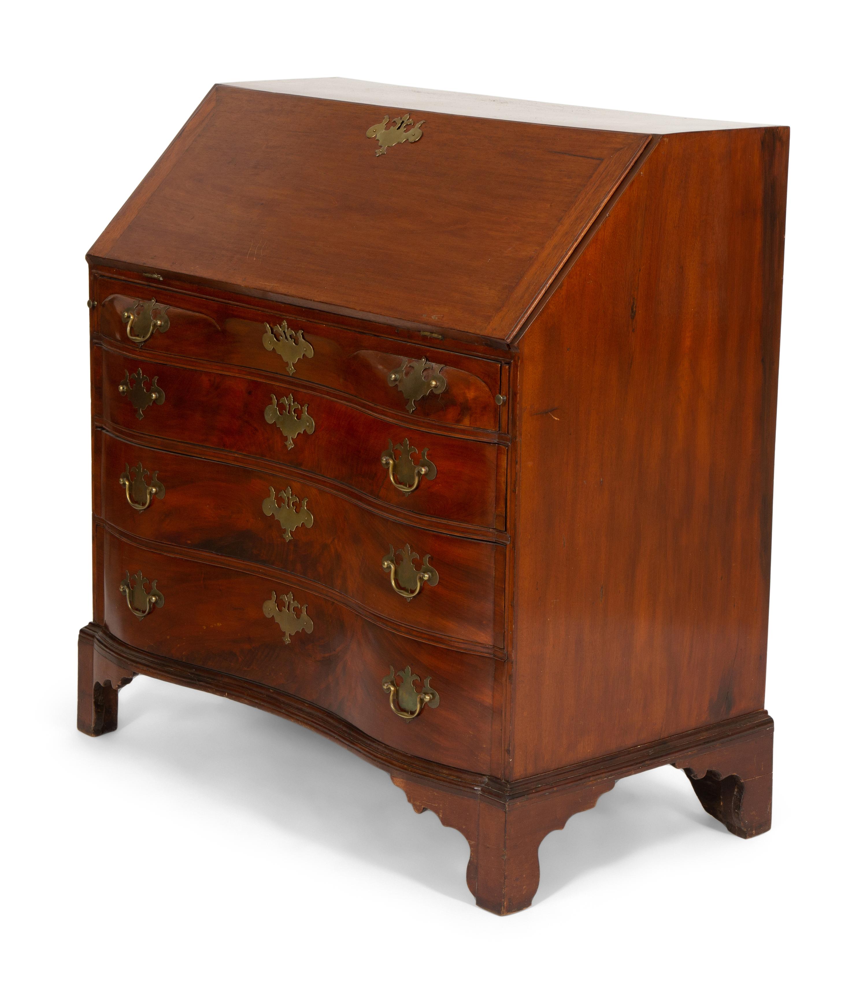 A Chippendale Mahogany Serpentine Drop-Front Desk