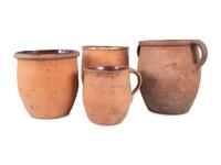 Four Redware Jars with Interior Glaze