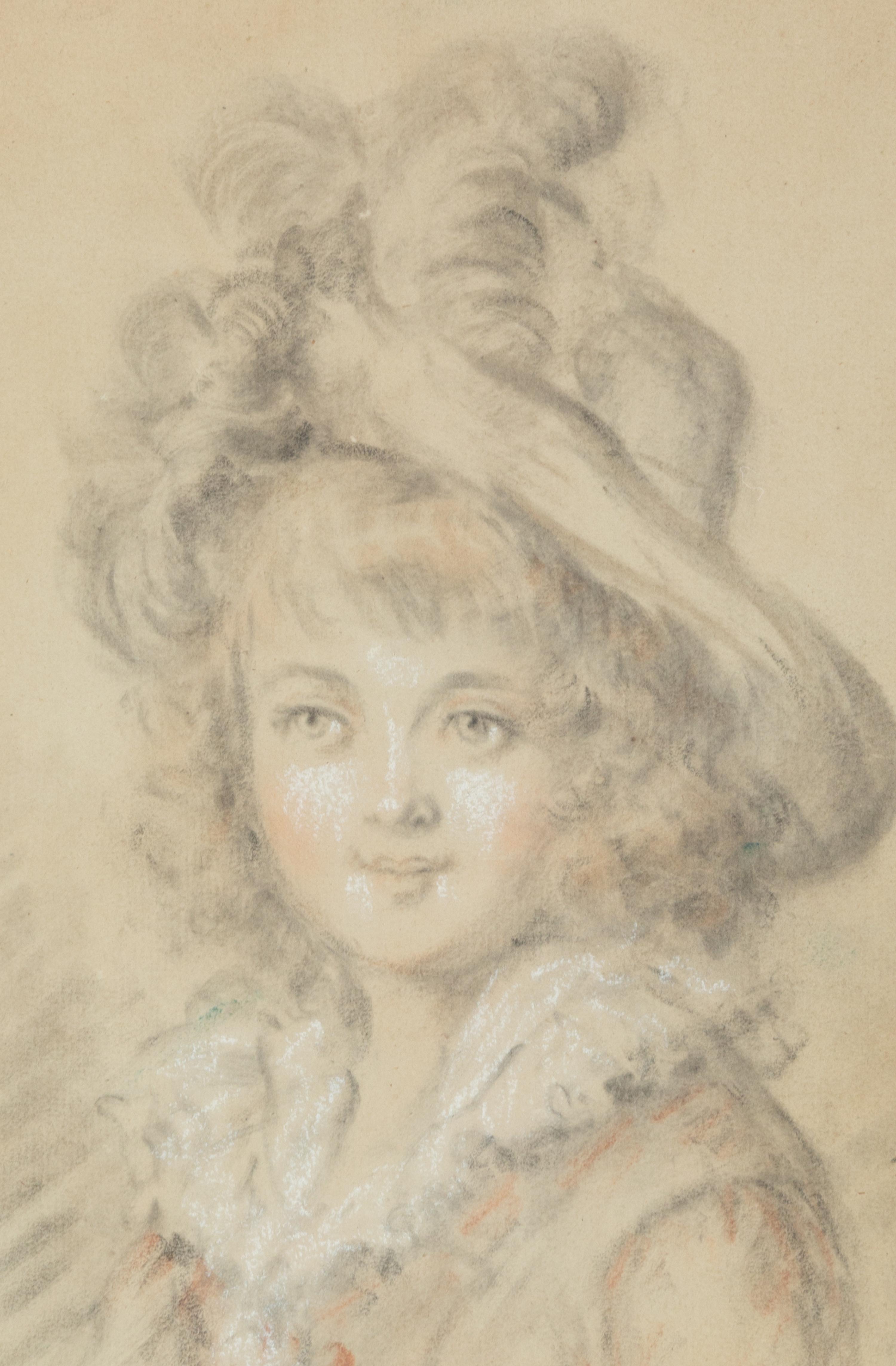 A Pair of French Pastel Portraits of a Young Girl and Young Boy