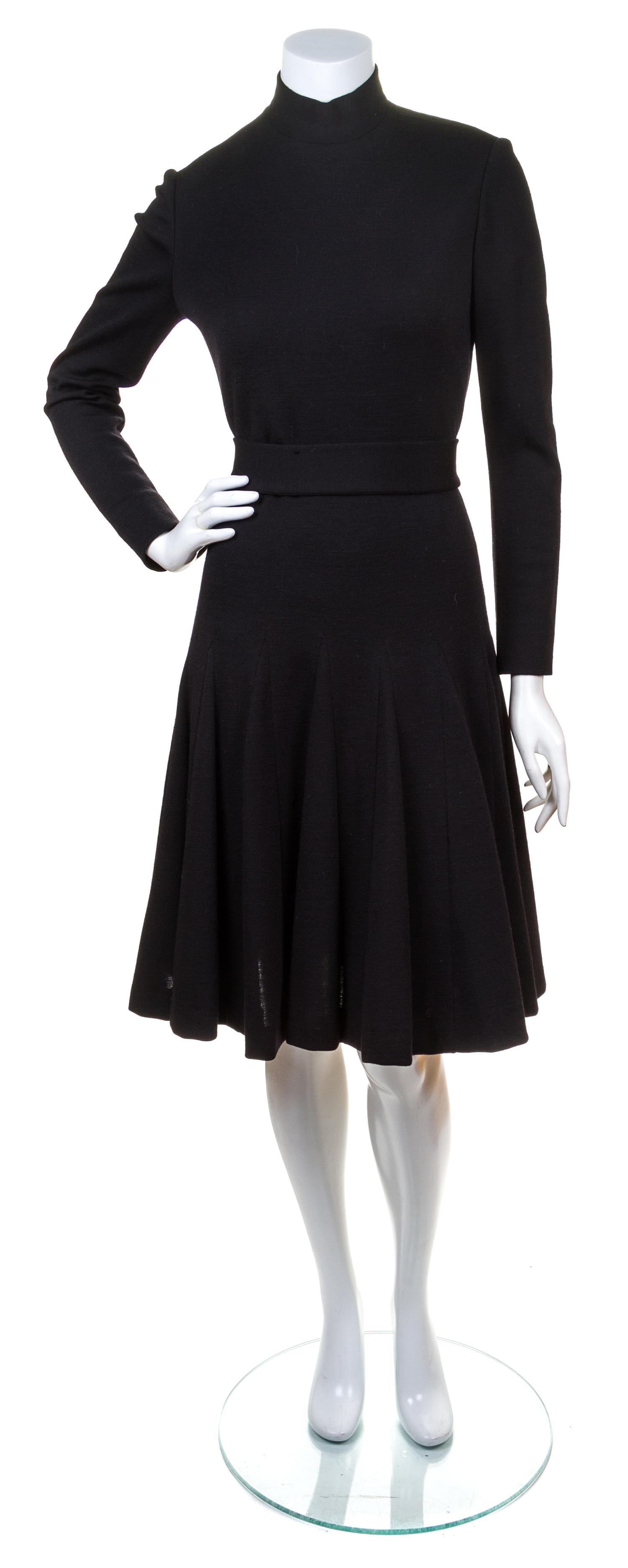 A Norman Norell Black Wool Dress,